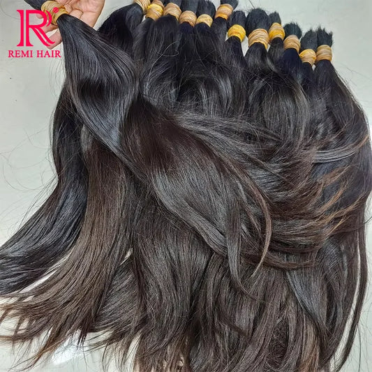 100% Real Human Hair Bulk Vietnamese Raw Hair One Donor Hair weaving No Weft Unprocessed Natural Straight Hair Extention