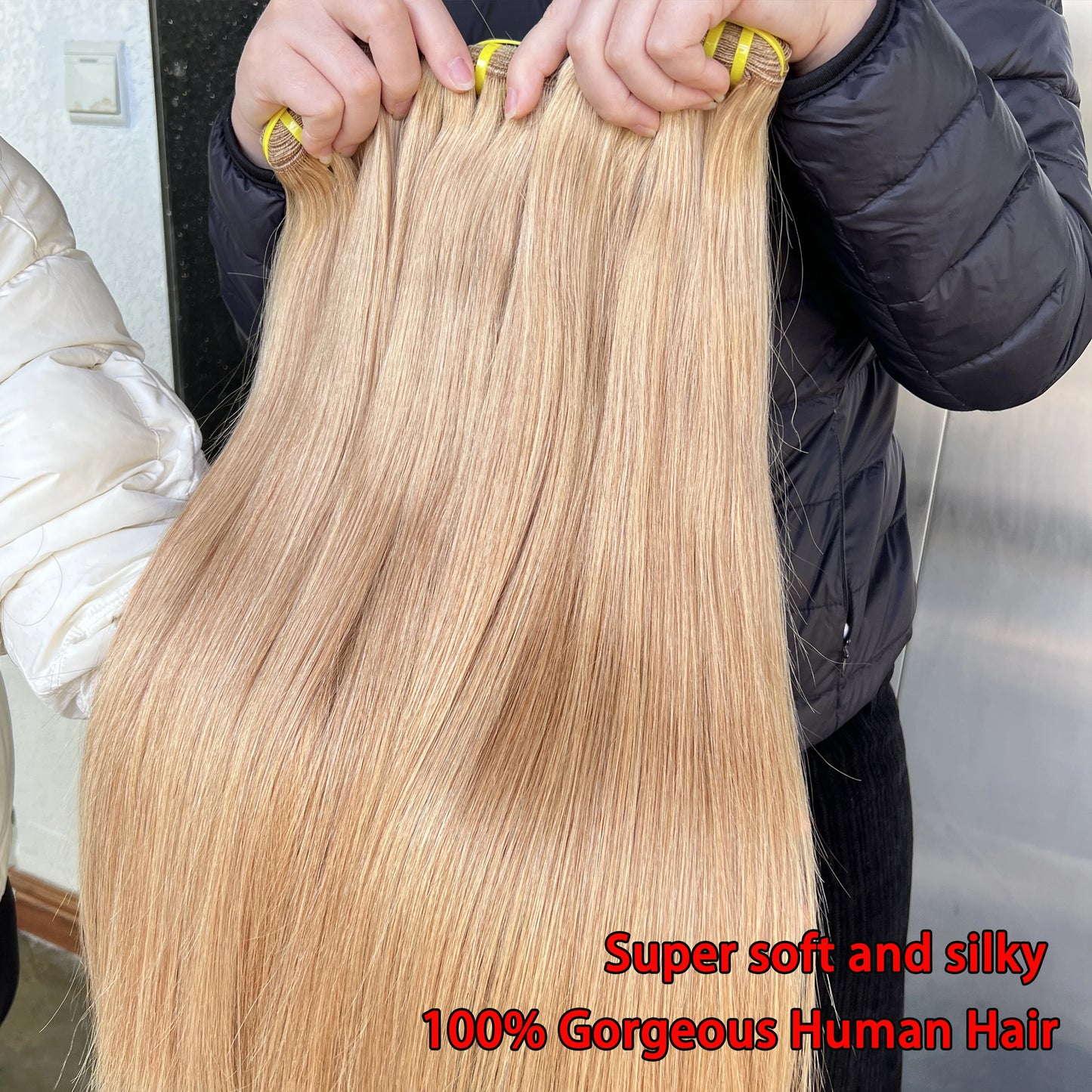 #27 Honey Blonde Bone Straight 100% Human Hair Bundles Unprocessed Raw Virgin Hair Weave Extensions Colored Hair Double Weft