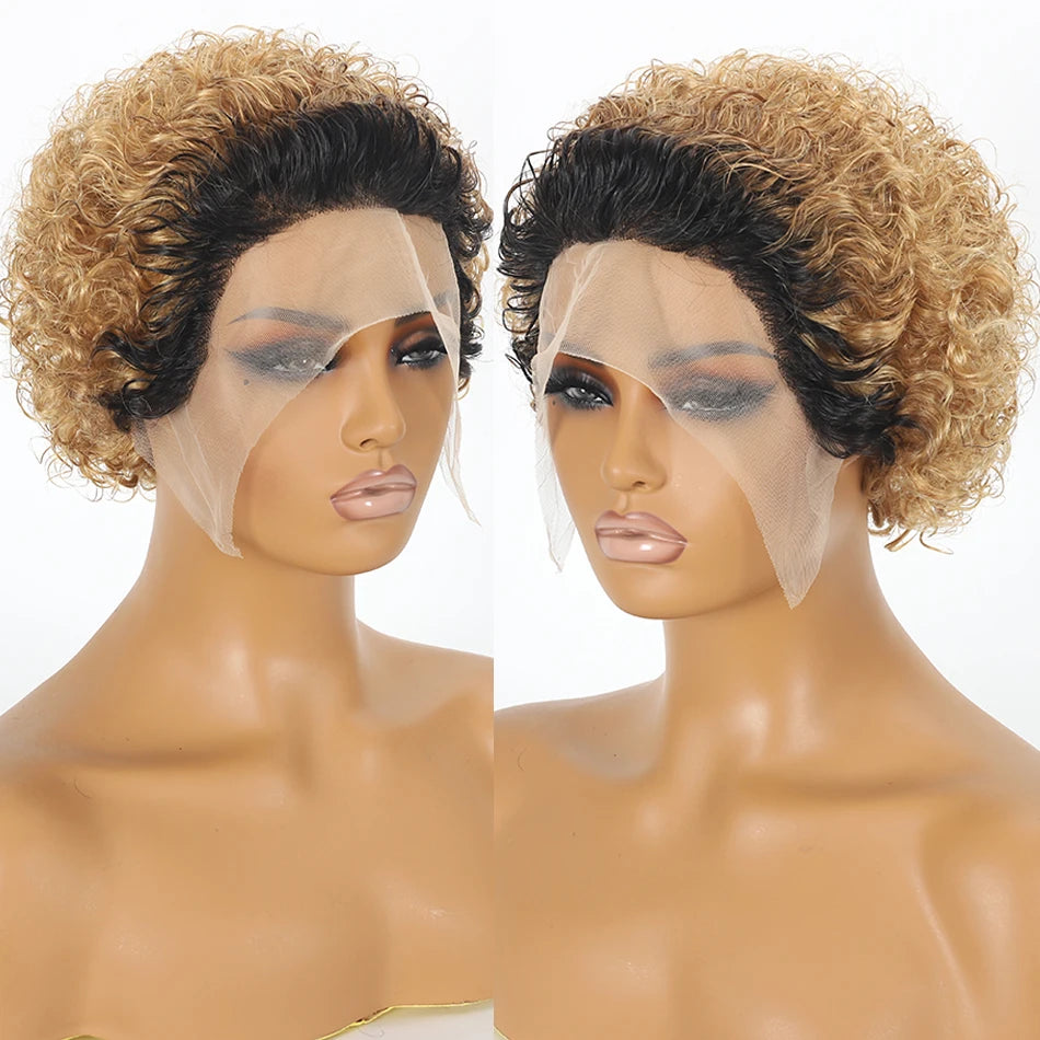 Pixie Cut Wigs 13x2 Lace Frontal Wigs Human Hair Short Kinky Curly Bob Human Hair Wigs For Women Lace Front Human Hair Wigs