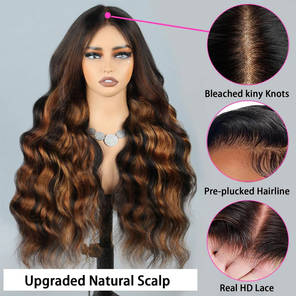 Wear And Go 9x6 Glueless Wigs Human Hair 1B/30 Highlight Wig Body Wave Human Hair Wigs For Women Pre Plucked Bleached Knots
