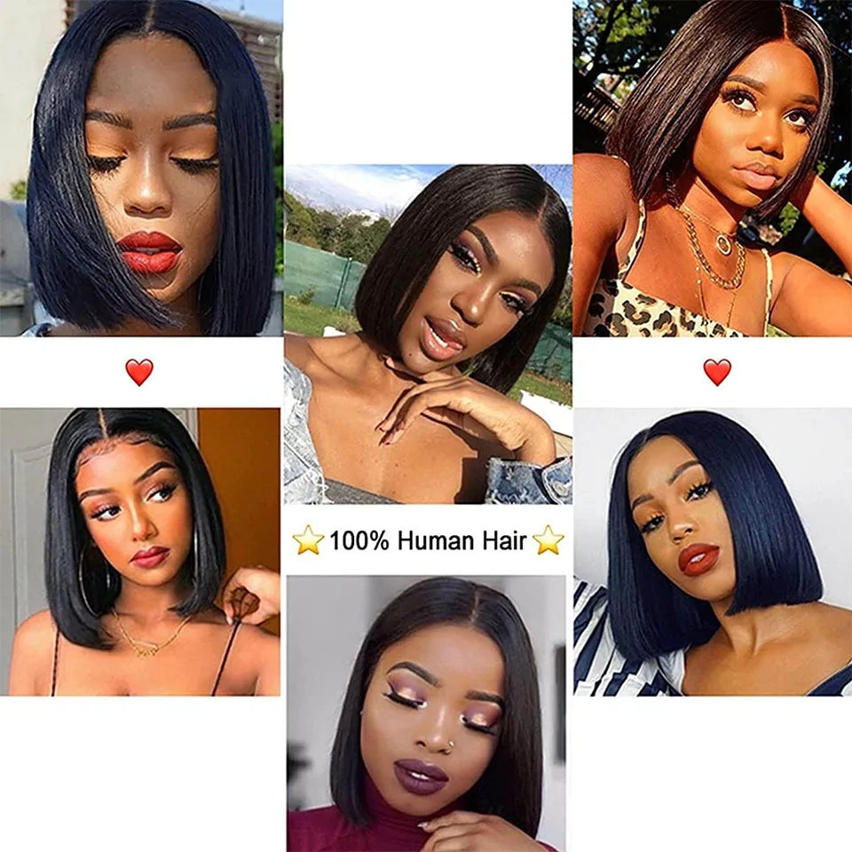 Lekker Highlight Blonde Short Straight Bob 13x6x1 Lace Front Human Hair Wigs For Women Brazilian Remy Hair Colored Glueless Wigs