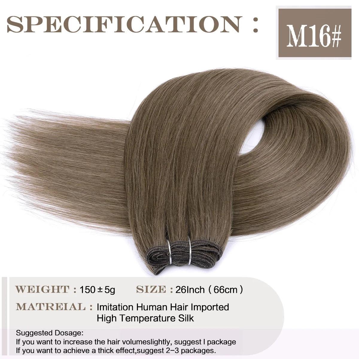 26Inch Synthetic Straight Hair Weave Hair Bundles 150g Natural Long Hair Extensions Yaki Straight Hair Weaving For Women Fake