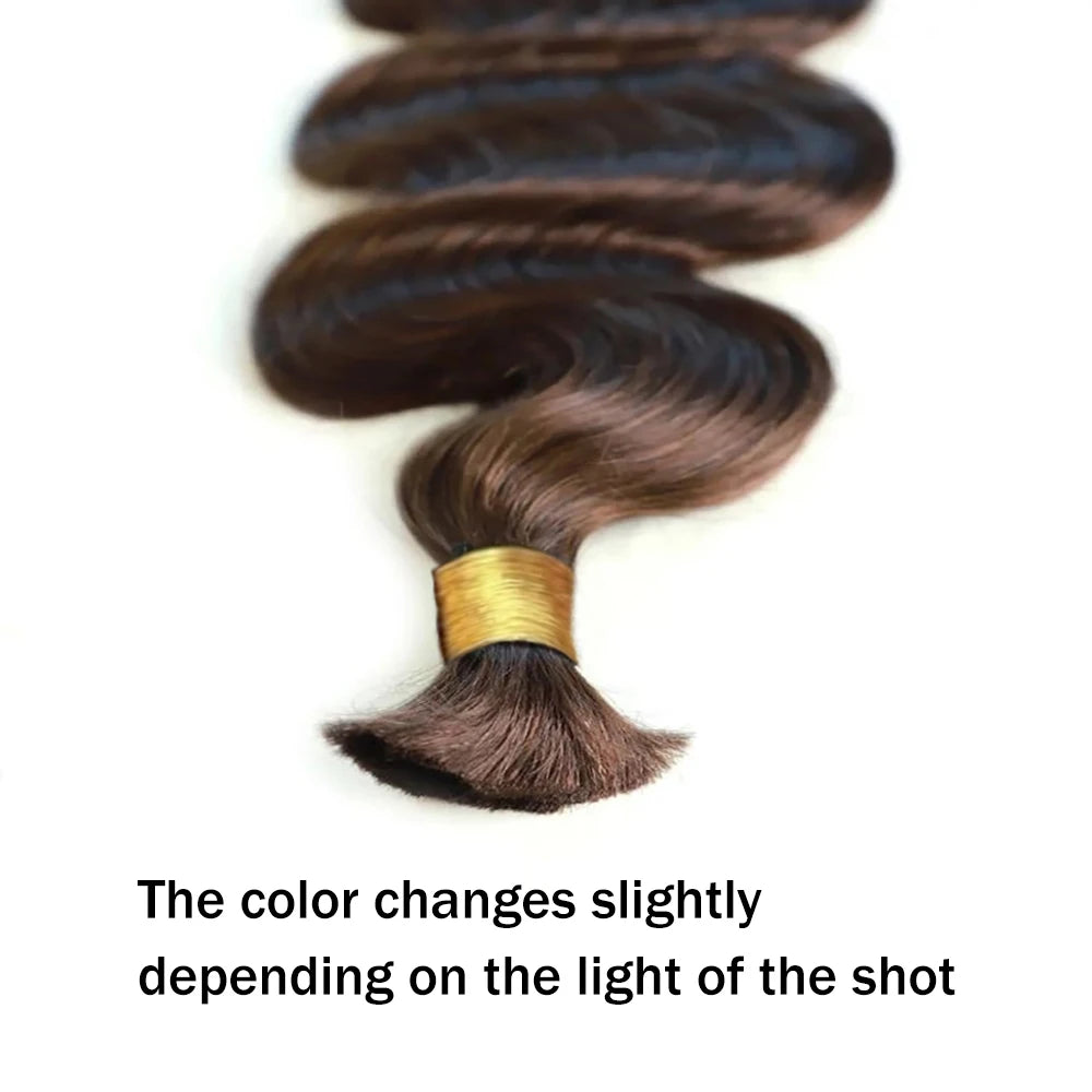 Body Wave Bulk Hair For Braiding Dark Brown #2 Hair Bundle Raw Indian Hair 100% Unprocessed Human Hair Extensions 100G Hair Bulk