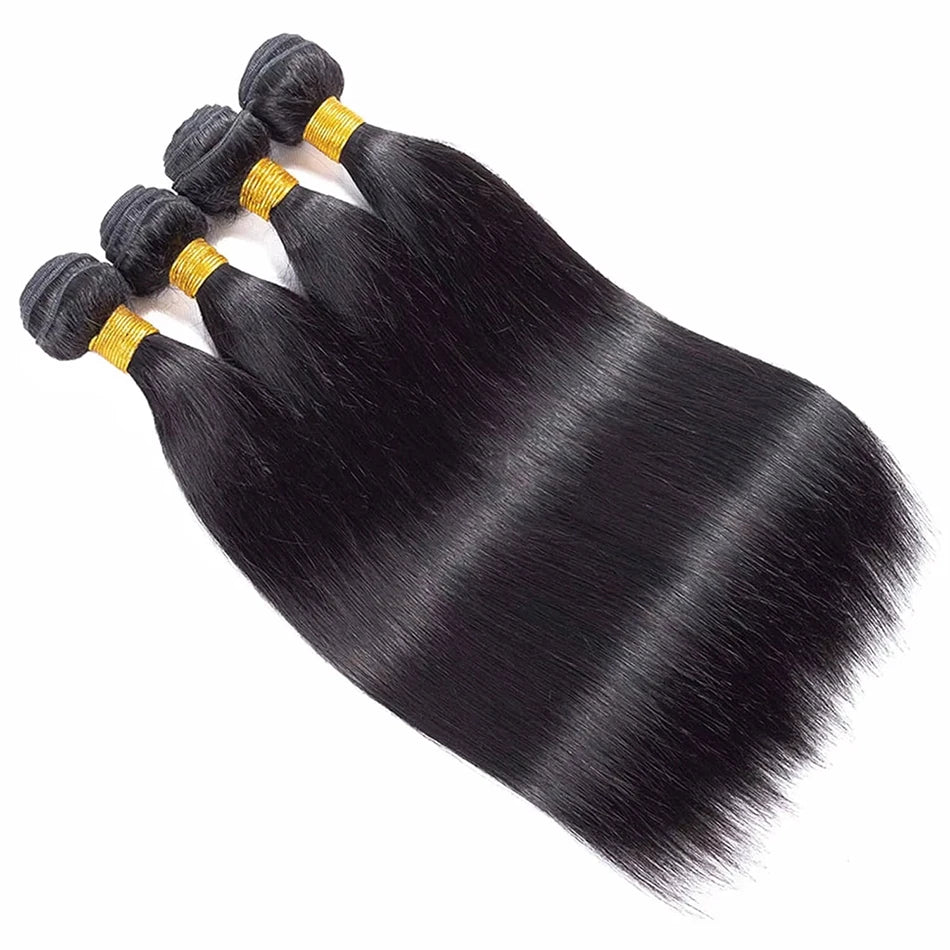 12A Bone Straight Hair Bundles Brazilian 100% Human Hair Weave Bundles 1/3/4 PCS Natural Black 8-30" Remy Human Hair Extensions