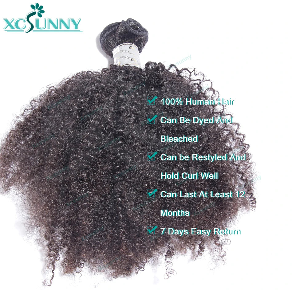 Afro Kinky Curly Human Hair Bundles Double Drawn Burmese Kinky Curly Weaves Human Hair Weft Hair Extensions For Black Women