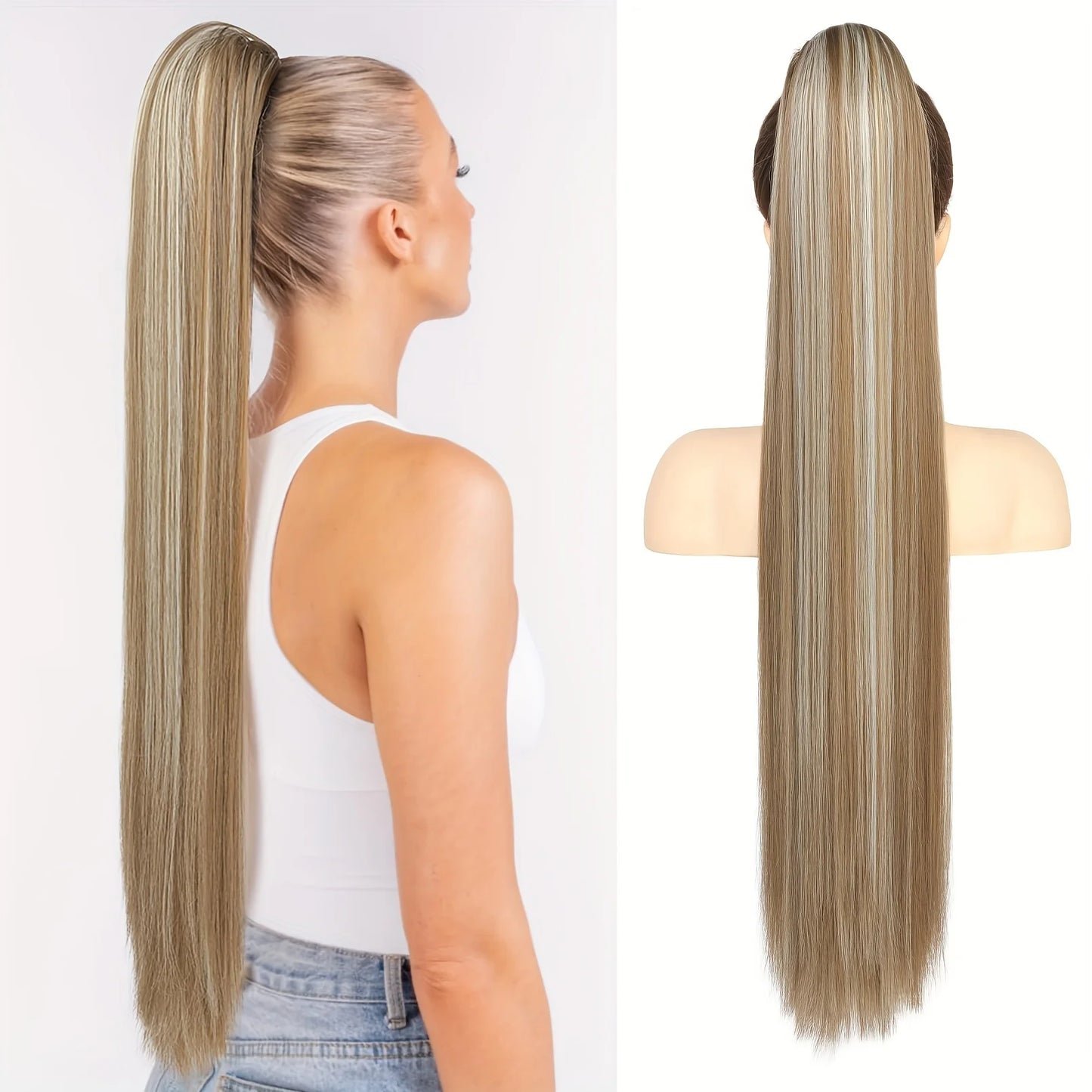 36 inch Long Ponytail Hair Extensions Drawstring Ponytail Synthetic Ponytail Soft Clip-In Hair Extensions Ponytail Women's