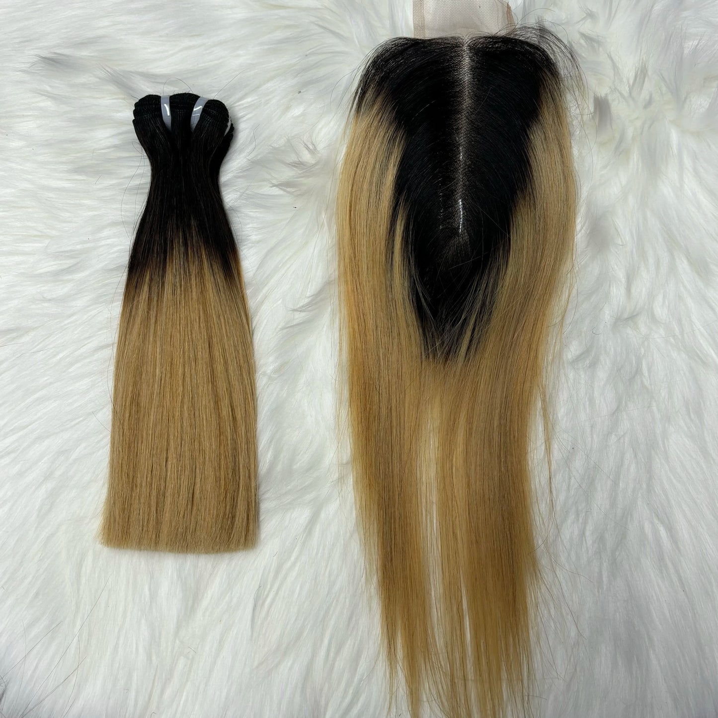 2X6 Lace Frontal Colored Vietnamese Human Hair Bundles and Closure Double Drawn Ombre Color Remy Human Hair Extensions