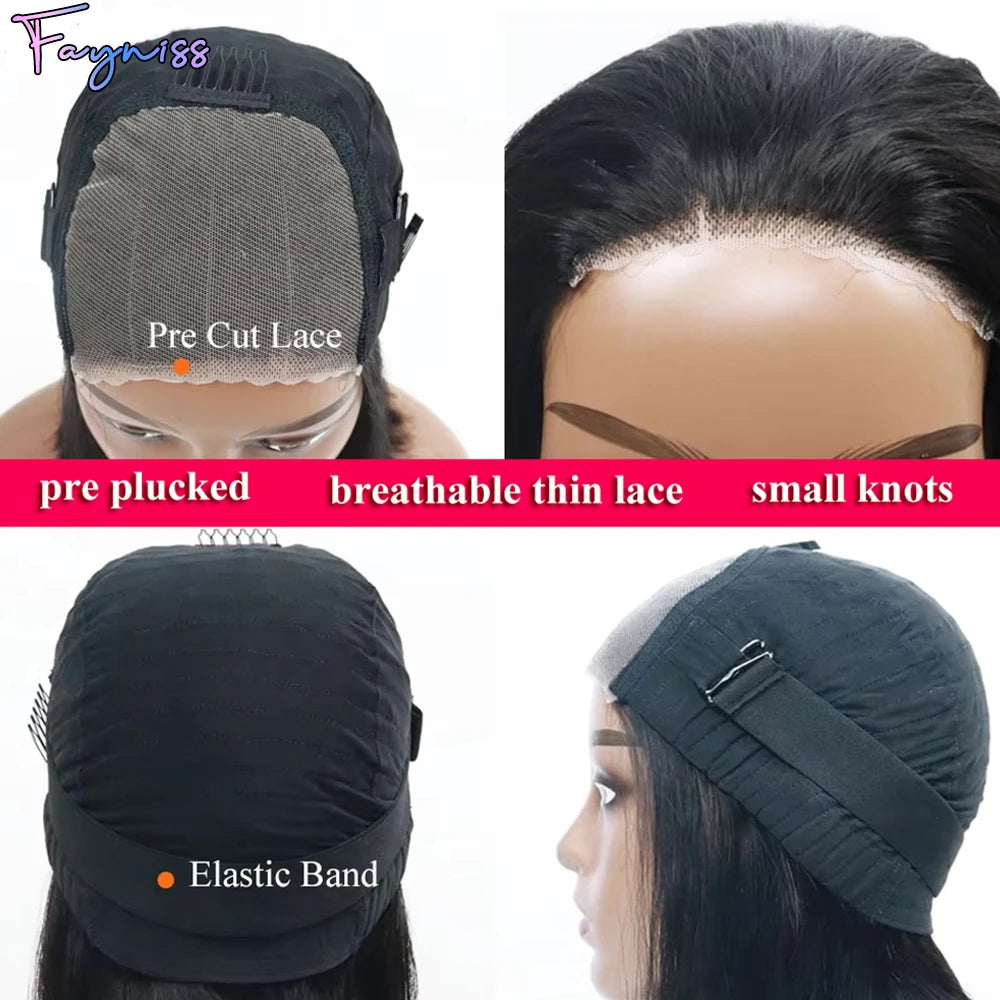 250% Density Body Wave Wear And Go Glueless Human Hair Wigs Bob Wigs For Women Ready To Wear Pre Cut Lace Front Wig Human Hair
