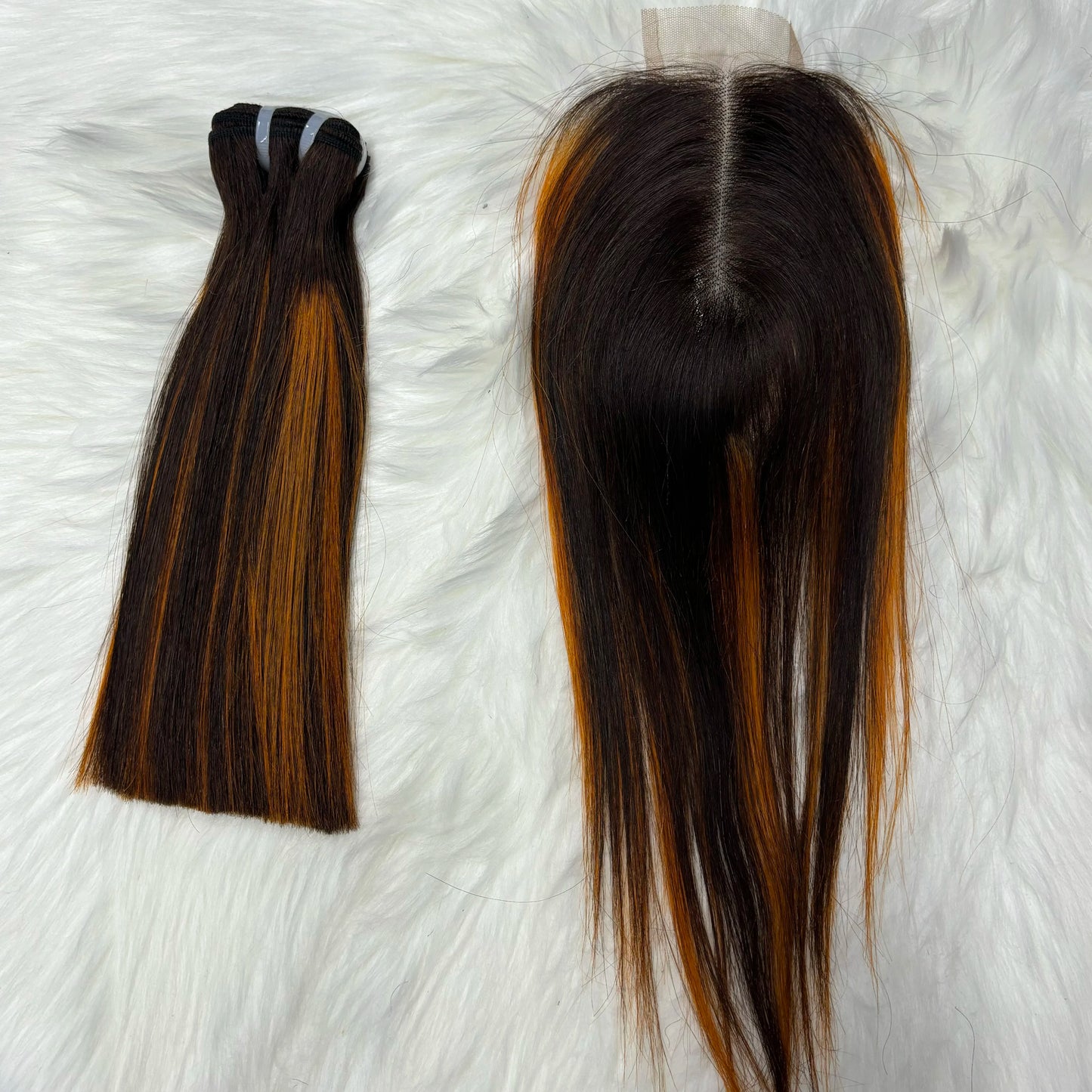 2X6 Lace Frontal Colored Vietnamese Human Hair Bundles and Closure Double Drawn Ombre Color Remy Human Hair Extensions