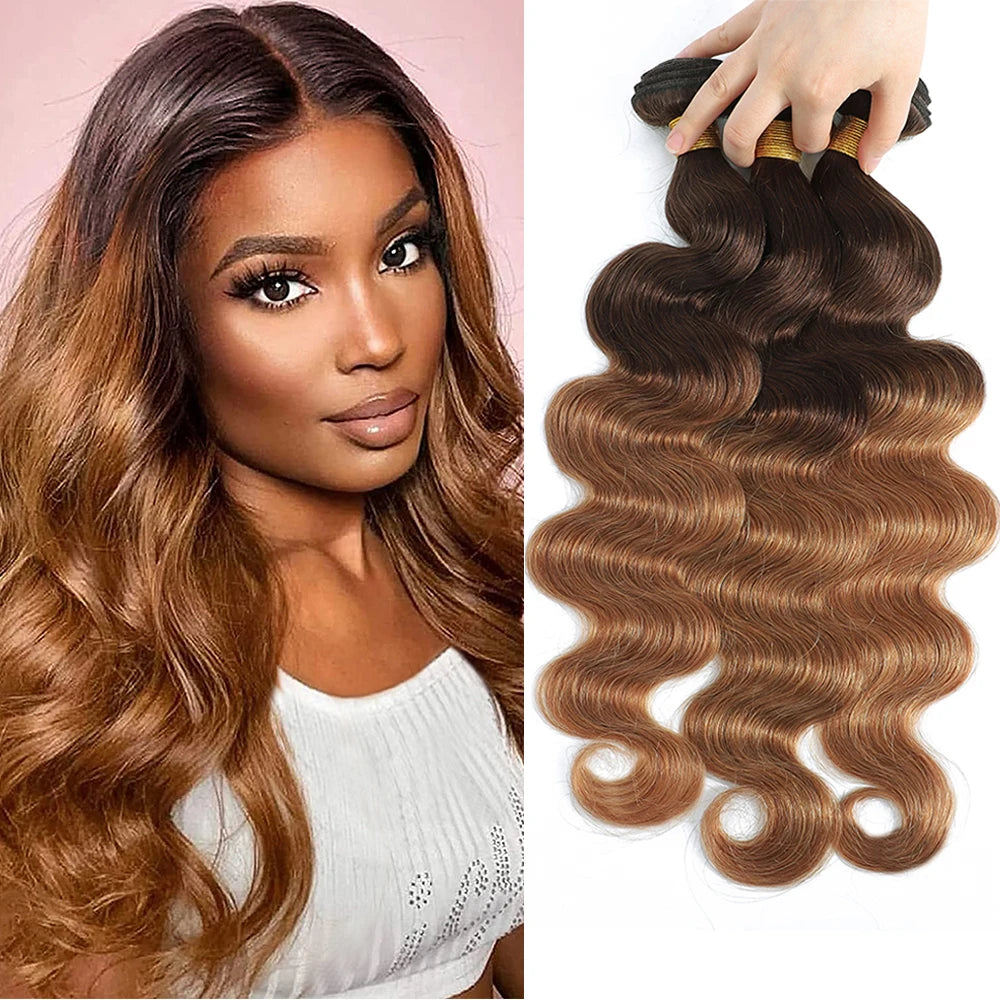 12A Body Wave Human Hair Bundles Ombre Colored 1/3/4 Bundles Human Hair 100% Unprocessed Virgin Brazilian Hair Weave Extensions