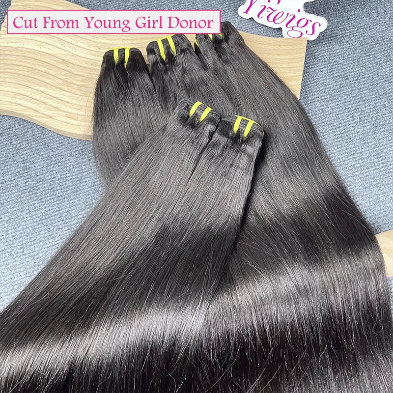 Yiwigs 12A Grade Yaki Straight Hair Bundles Natural Color Sew In Bundles Quick Weaves 100% Unprocessed Raw Vietnamese Human Hair