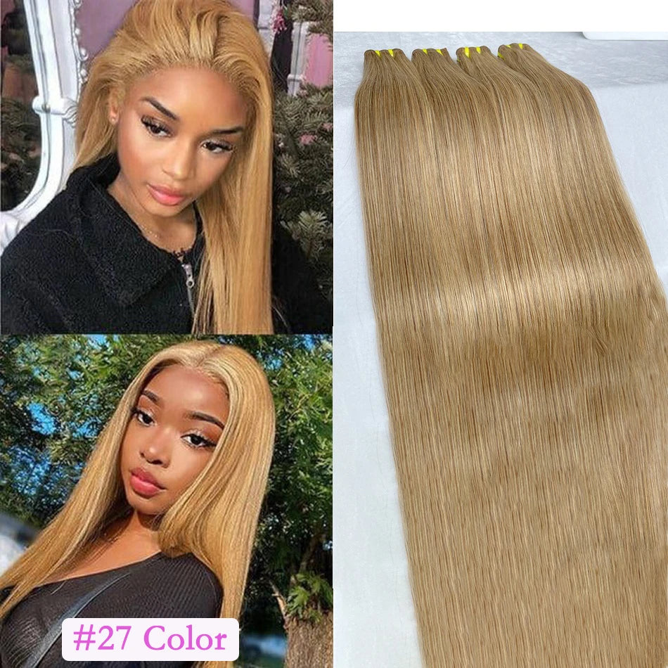 #27 #30 Colored Honey Blonde Straight Human Hair Bundles 16-30 Inch 100% Unprocessed Raw Human Hair Extensions Weave For Women