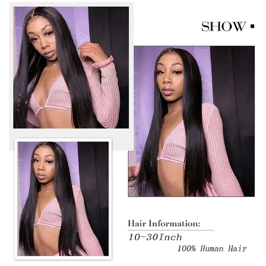 Straight Bundles With Closure Human Hair 10-30 Inch 100% Brazilian Extensions Natural Black Raw Hair With Hd Glueless Closure