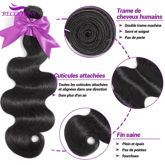 Belextens Body Wave Human Hair Bundles 10A Raw Hair Bundles Brazilian Remy Hair Top Thick Hair Bundles Delivery 3 to 5 Days