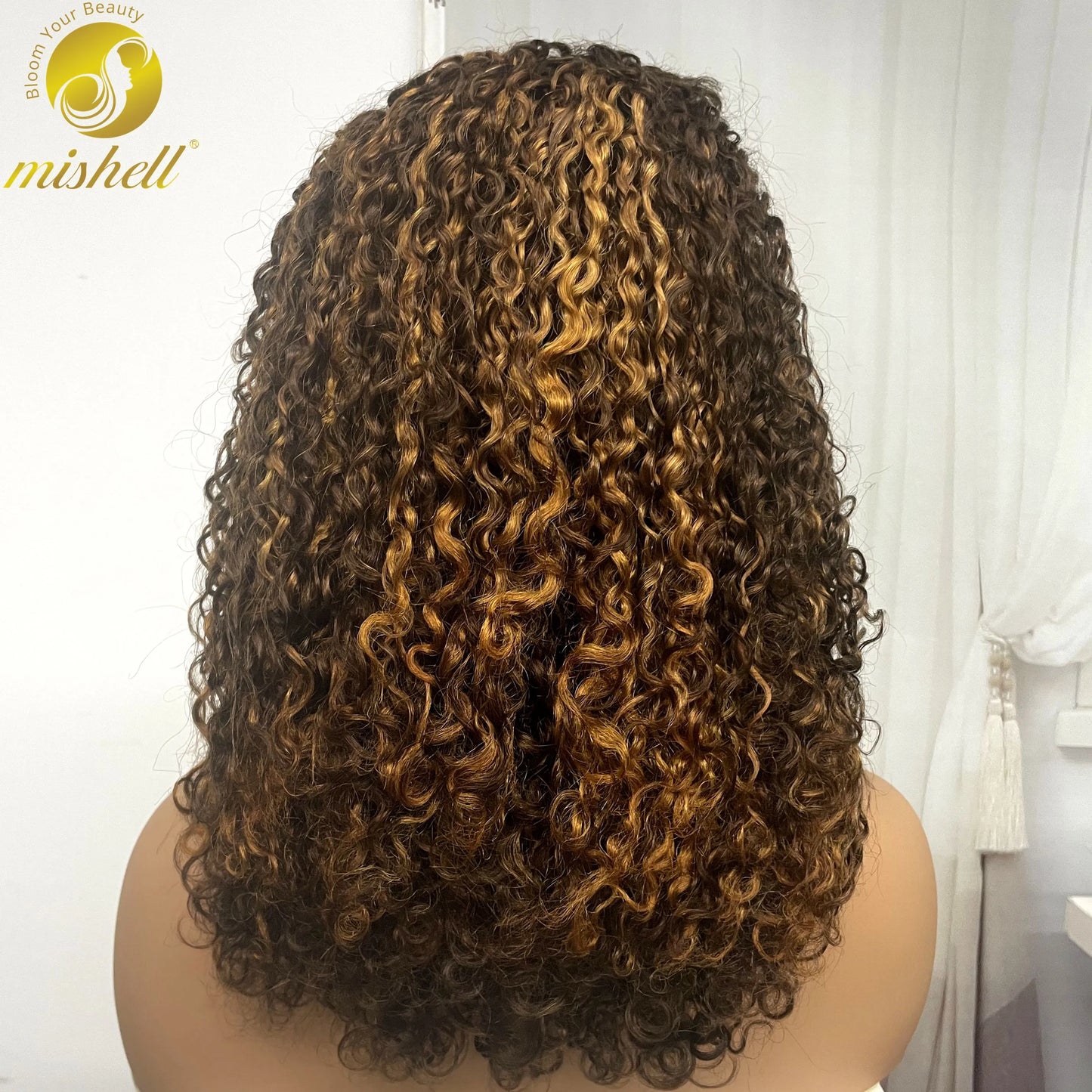 350% Density 13x4 Lace Frontal Pixie Curly Human Hair Wigs 12A Colored Water Wave Raw Burmese Bouncy Curly Hair Wigs for Women