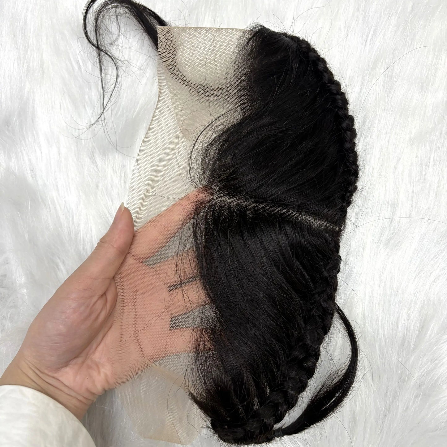 13X4 Transparent Lace Frontal with Braids 10 Inches Natural Brazilian Remy Hair Lace Frontal for Women Girls