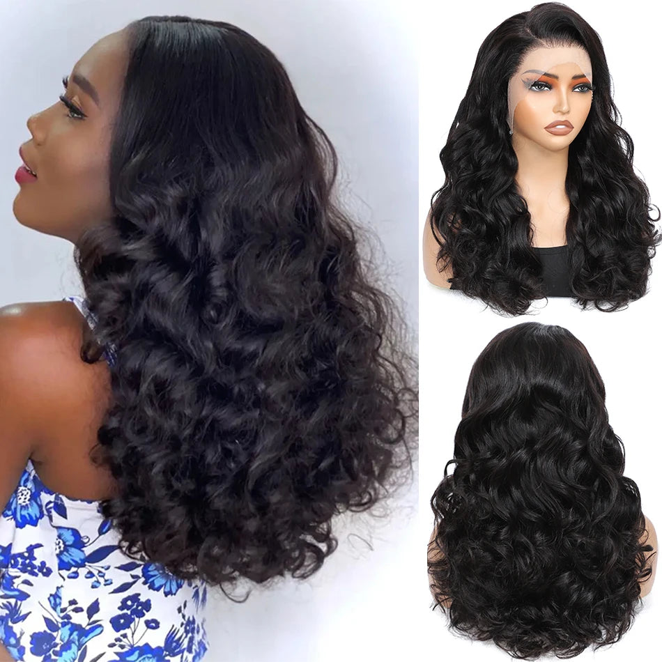 100% Raw Brazilian Virgin Hair Double Drawn Bouncy Wave 13x4 Lace Frontal Wig 250% Density 4X4 HD Lace Closure Wear And Go Wigs