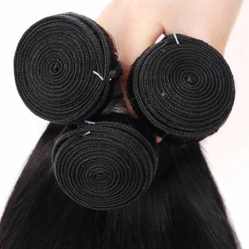 Human Hair Bundles Natural Human Hair Weave Brazilian Hair Extensions Bone Straight  26 28 30Inch 1/3/4 Bundles 50g Double Weft