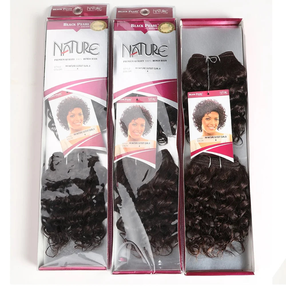 Short Jerry Curl Hair Weave Bundles 2Pcs/Set Brazilian Hair Weave Bundles 12A Remy Human Hair Extensions Natural Brown Remy