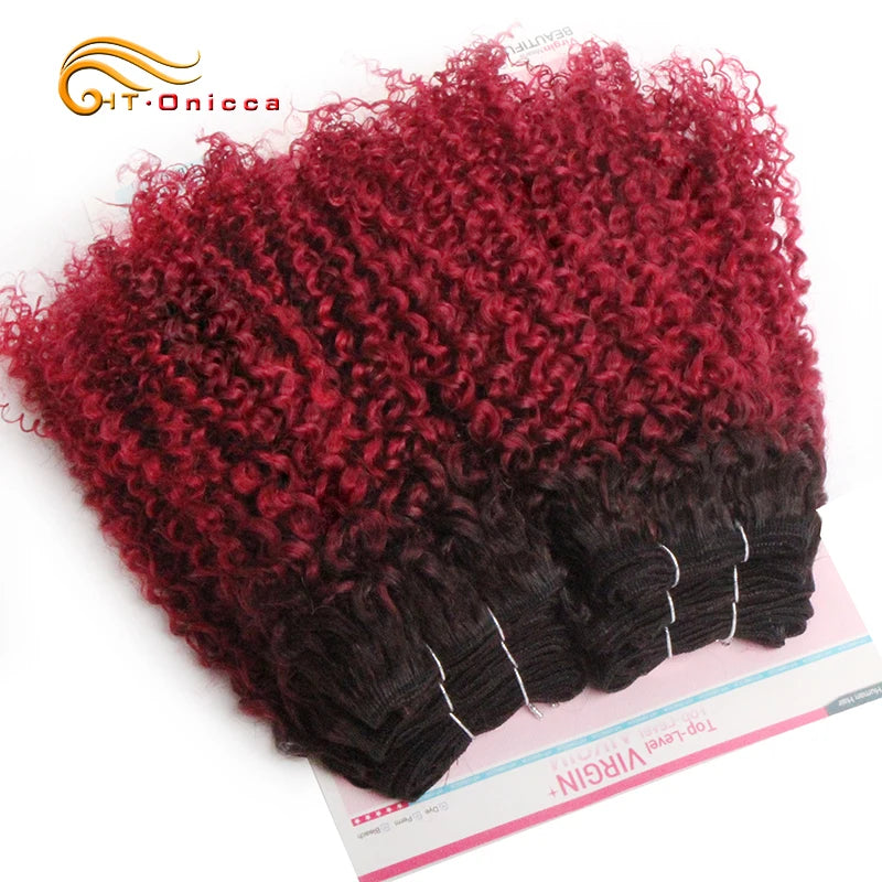 6Pcs/Lot Peruvian Curly Bundles Jerry Curl Double Drawn Human Hair Remy Funmi Hair T1B 30 99J Colored Hair Extension