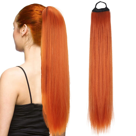 Long Straight Hair Synthetic Rubber Band Elastic Ponytail Extension Natural Woman High Ponytail Soft Heat-resistant Hairpiece