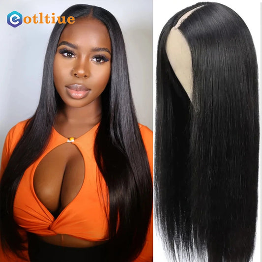 250 Density Straight Hair V part Wig 16-34Inches Upgrade Brazilian Glueless Wigs For Women 100% Human Hair Head Clip In Half Wig