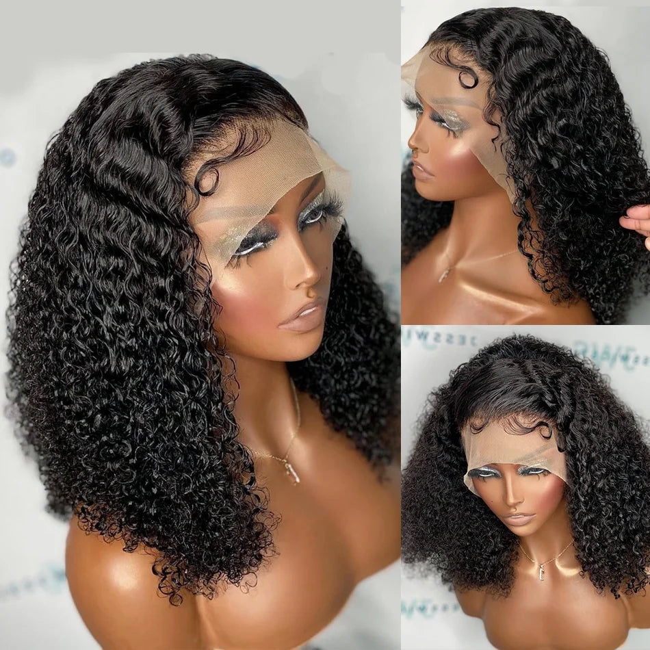 12A Glueless Wig Wear And Go Short Kinky Curly Bob Lace Front Human Hair Wigs 13x4 HD Deep Wave Lace Frontal Wigs Remy Hair