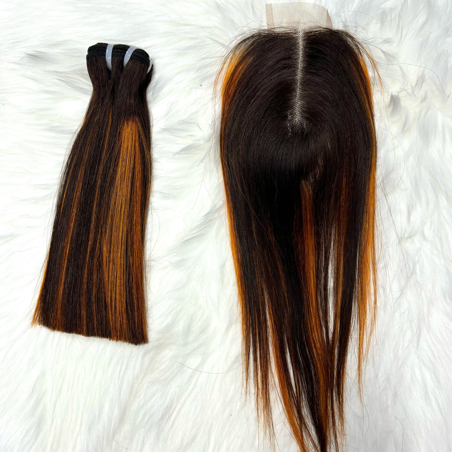 2X6 Lace Frontal Colored Vietnamese Human Hair Bundles and Closure Double Drawn Ombre Color Remy Human Hair Extensions