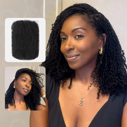 Afro Kinky Bulk Human Hair Extensions 1B# 30g/pcs Brazilian Human hair for Dreadlocks Crochet Repair Locs