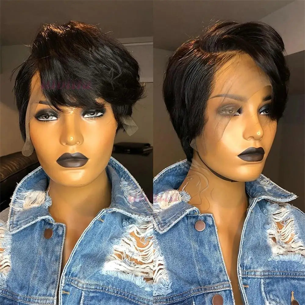Pixie Cut Wig Brazilian 613 blonde Straight Side Part Wig 13x4 Short Bob HD Transparent Lace Front Human Hair Wig For Women