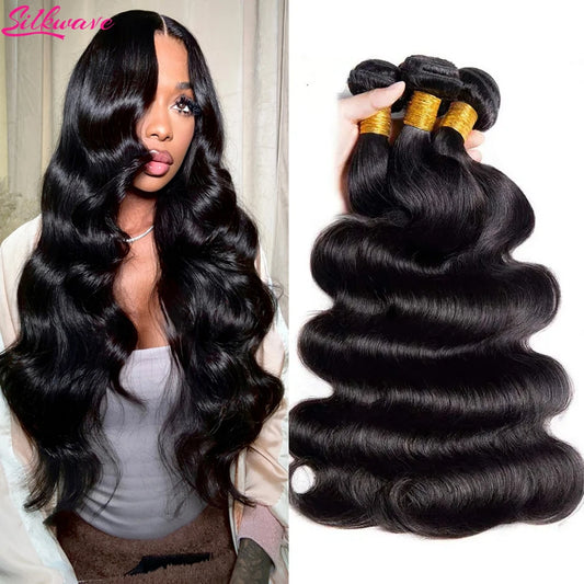 30 32 Inch Body Wave 3 4 Bundles Brazilian Unprocessed Human Hair Bundles 100% Loose Wavy Doule Drawn Bundles Weave Extensions