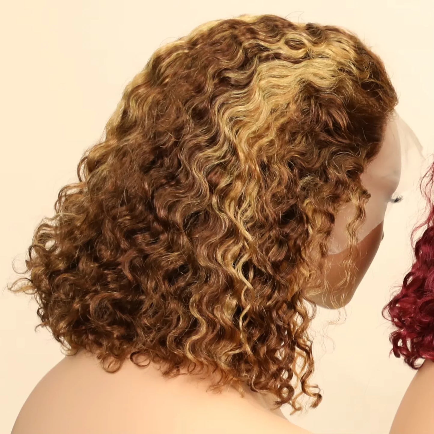 200% Density P4350 427 99j 1B Colored Burgundy Short Deep Water Wave 13x4 Lace Front Wigs Brazilian Short Bob 100% Human Hair