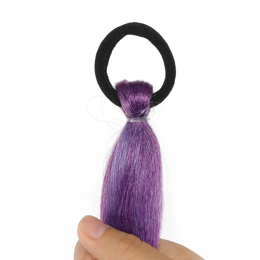 2PCS 26Inch Synthetic Long Straight Ponytail with Elastic Hair Colorful Braiding Hair Ponytail Hair Extensions Hair Accessories