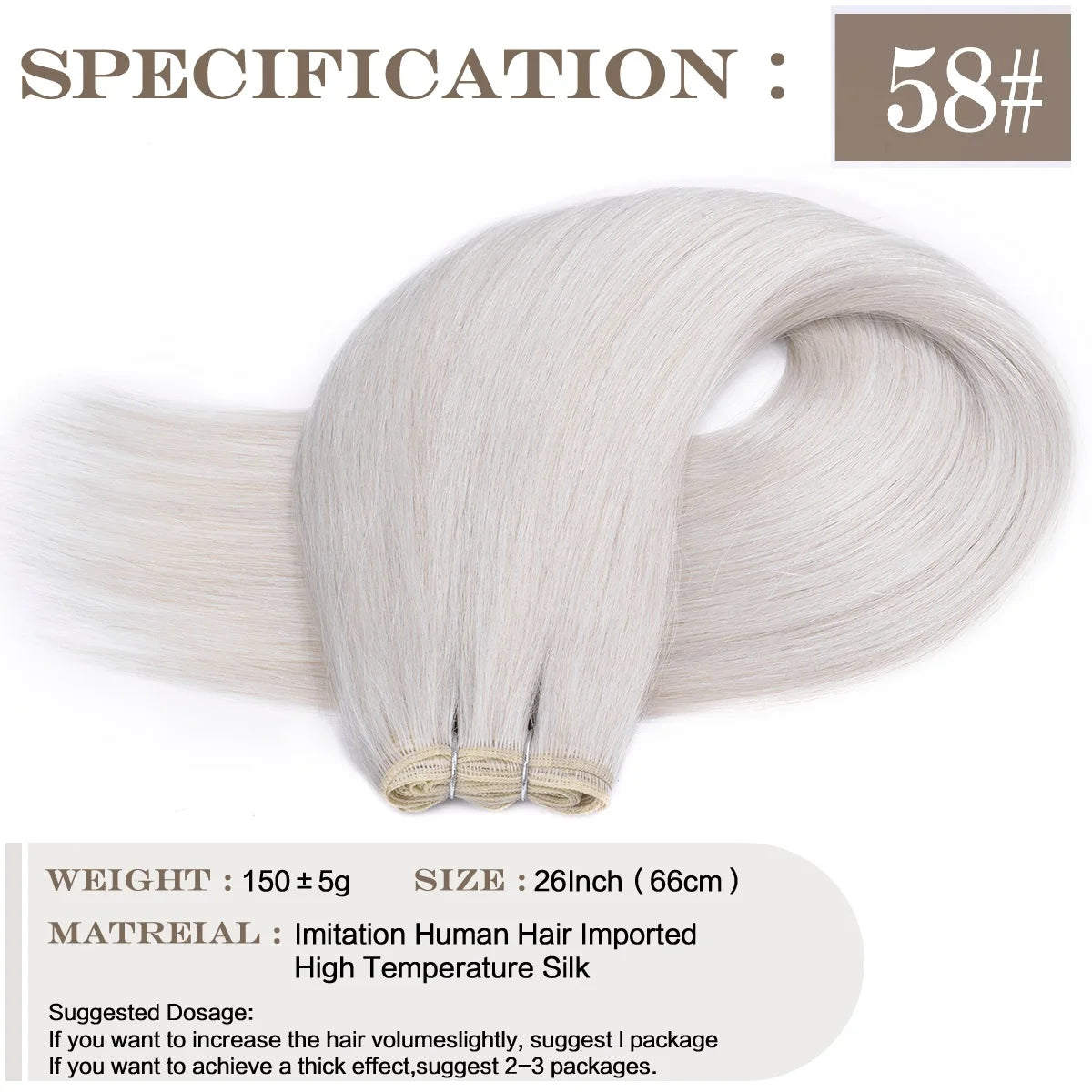 26Inch Synthetic Straight Hair Weave Hair Bundles 150g Natural Long Hair Extensions Yaki Straight Hair Weaving For Women Fake