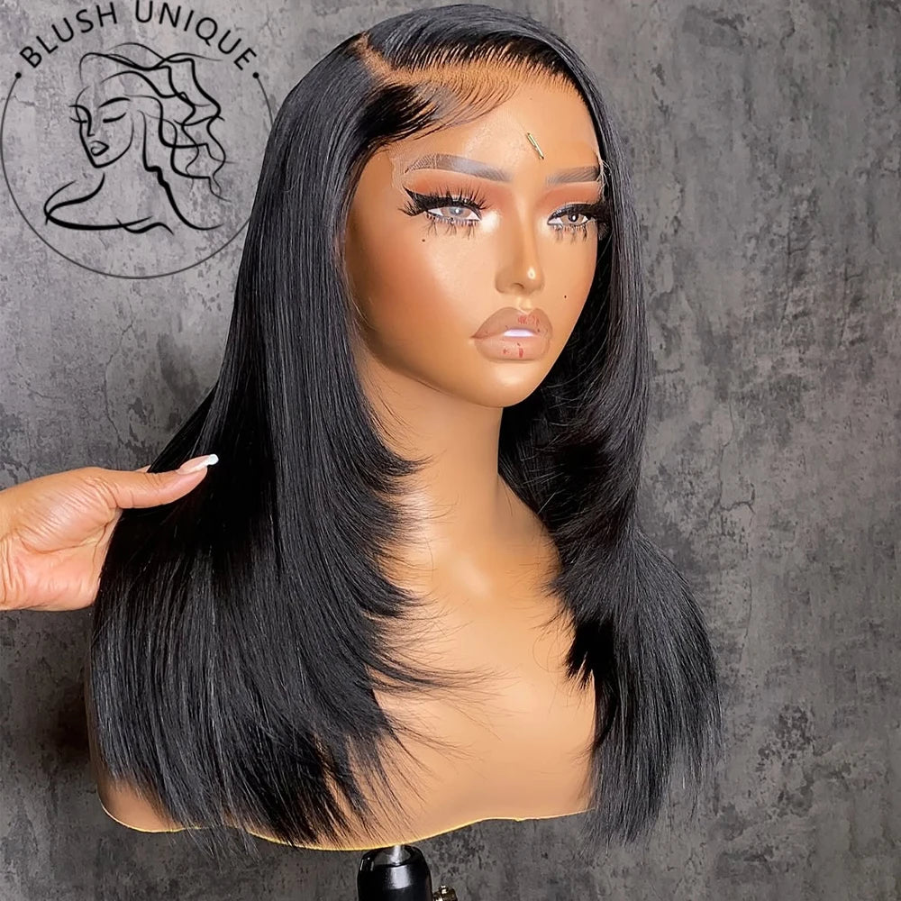 Reddish Brown Layered Lace Front Wig 13X6 Copper Red Straight Lace Front Wigs For Women Synthetic Glueless Heat Resistant Wigs