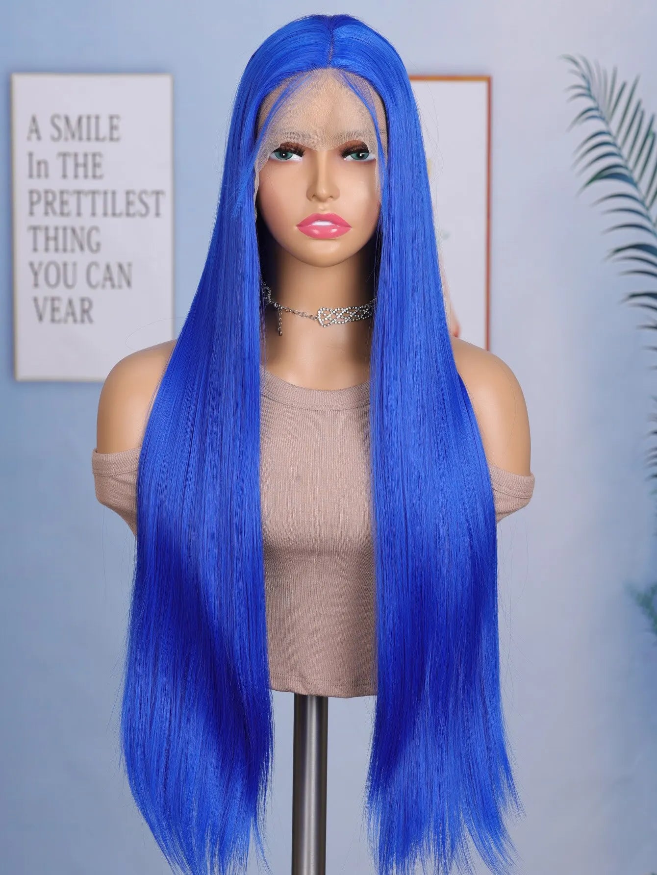 24 Inch Straight Lace Front Chemical Fiber Wigs Black Color Synthetic Straight Hair Wigs For Daily Party Cosplay Wear