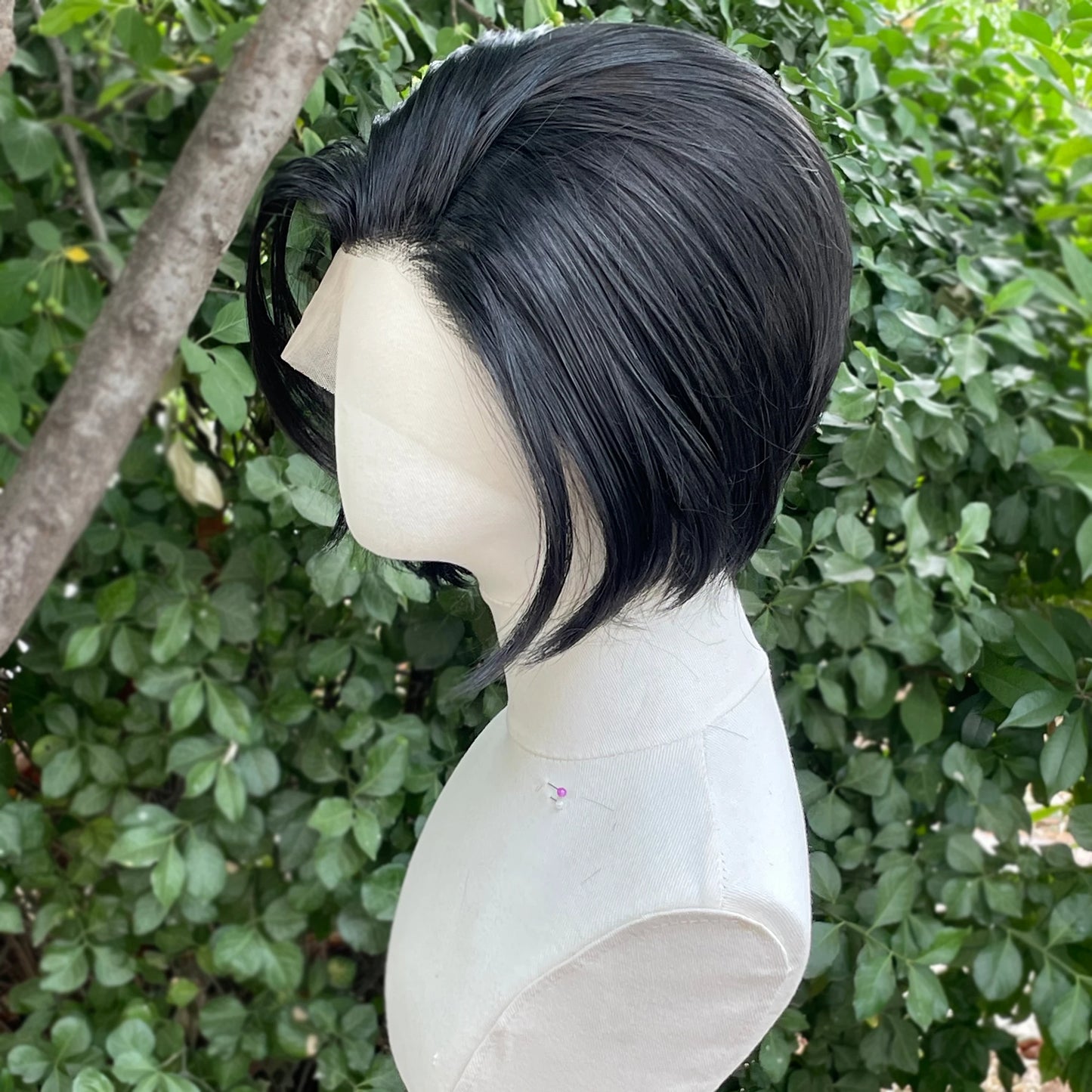 #1 Jet Black Short Bob Cut Synthetic Lace Front Wig for Women Cosplay Wig for Men Natural Hairline Glueless 13x4 Lace Front Wigs