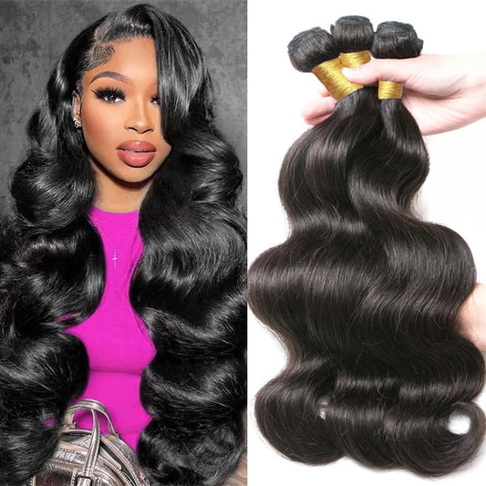 Body Wave Bundles Human Hair Brazilian Hair Weave Bundles 1/3/4 Bundle Deals Human Hair Extensions Natural Colored Hair Tissage