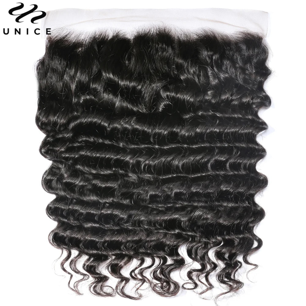 UNice Hair Water Wave 3/4 Bundles with 13x4 Lace Frontal Virgin Human Hair Bundles Can Make 250% Water Wave Lace Fro Wig