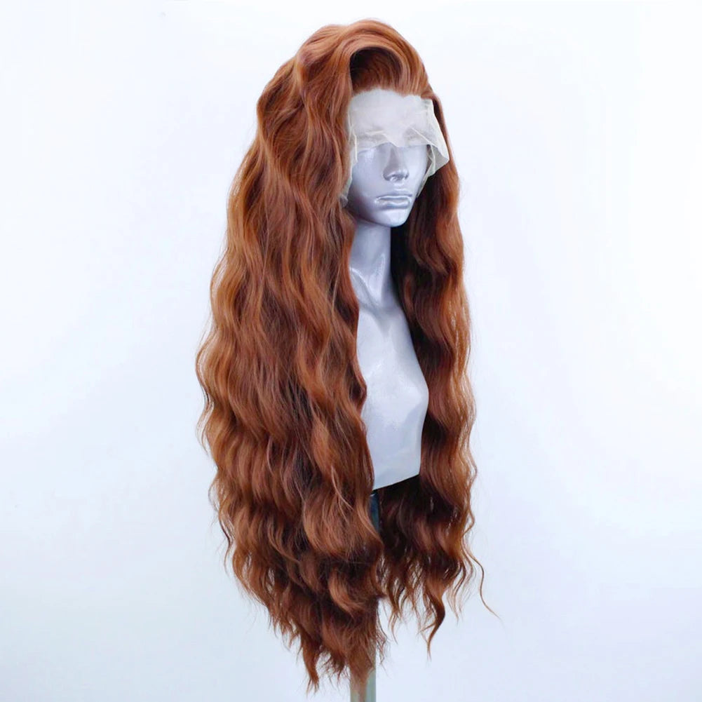 AIMEYA Synthetic Lace Front Wigs for Women Natural Hairline Synthetic Hair Lace Wig Long Brown Wig PrePlucked Cosplay Woman Wigs