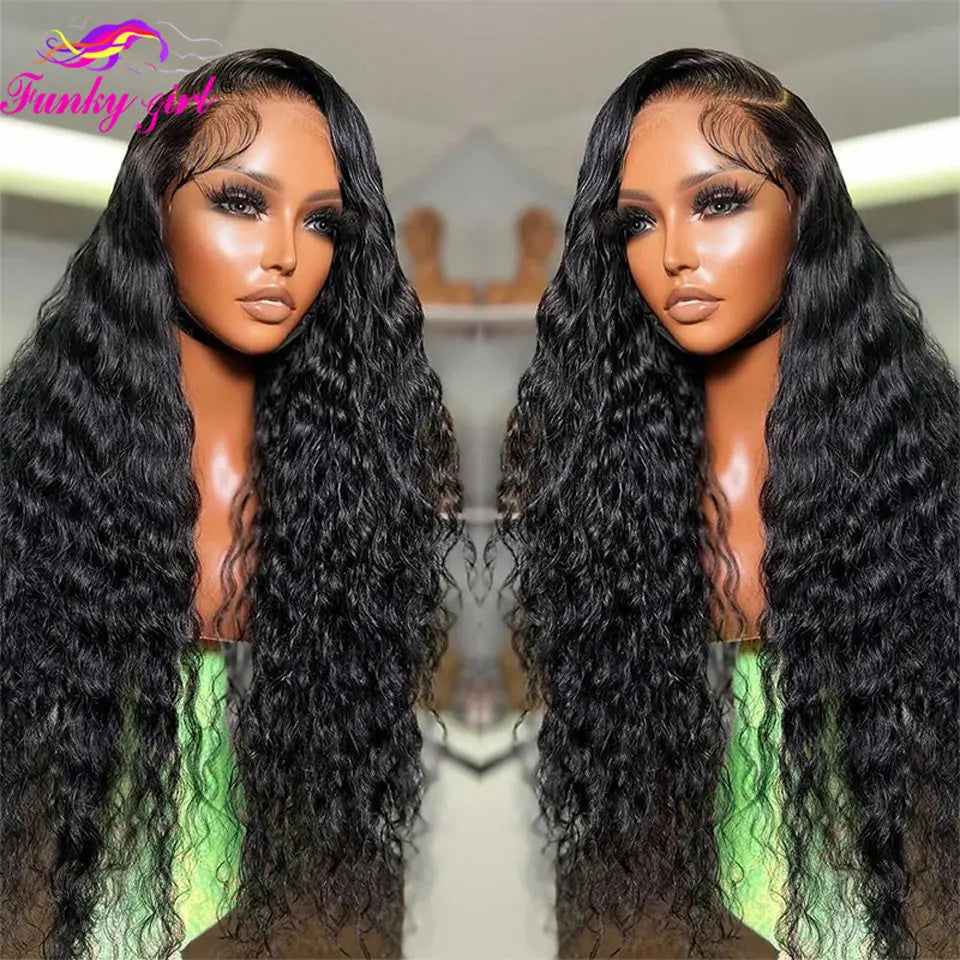 Brazilian Remy Human Hair Water Wave Lace Front Wig 180% Density Deep Curly Human Hair Wigs For Women 4x4 Lace Closure Cheap Wig