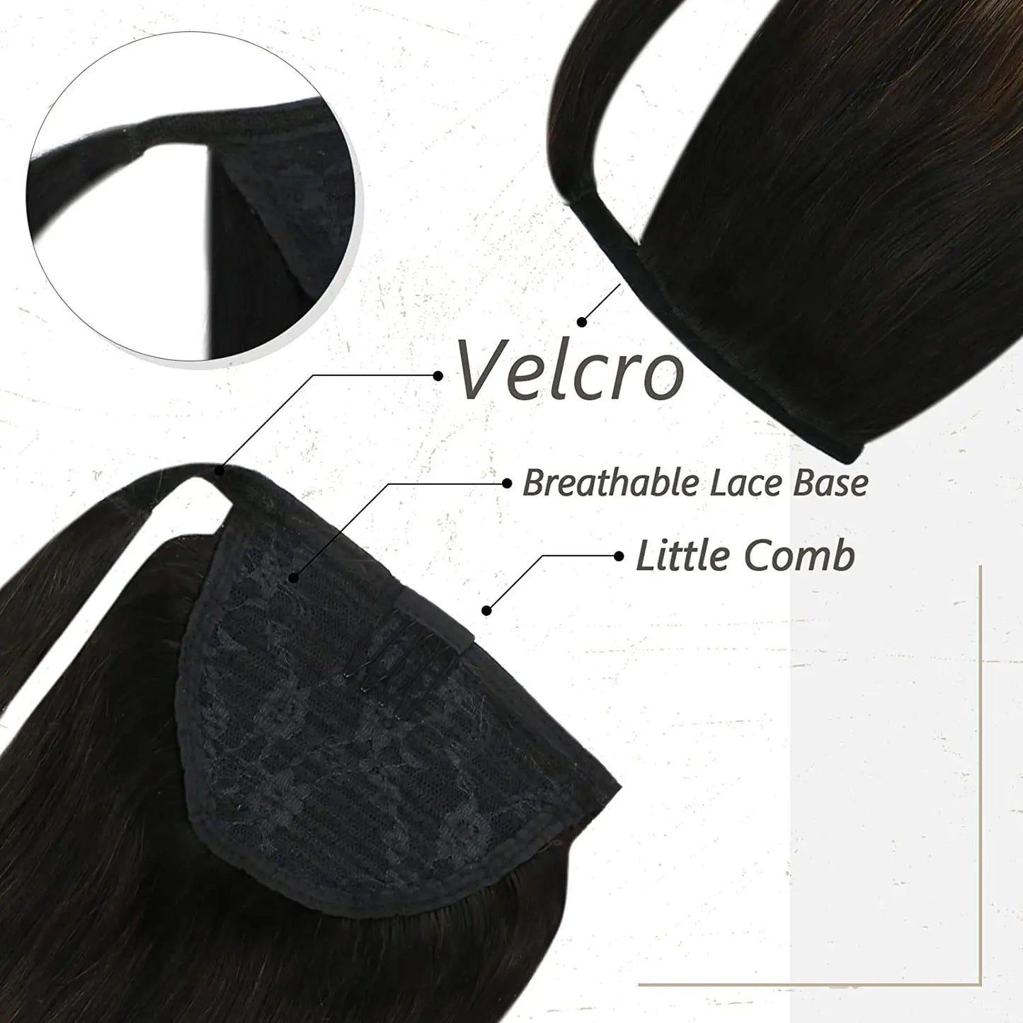 VeSunny Ponytail Human Hair Straight 80g Clip in Hair Extensions Human 14-22" Natural Hair Horse Tails No Claw Clip