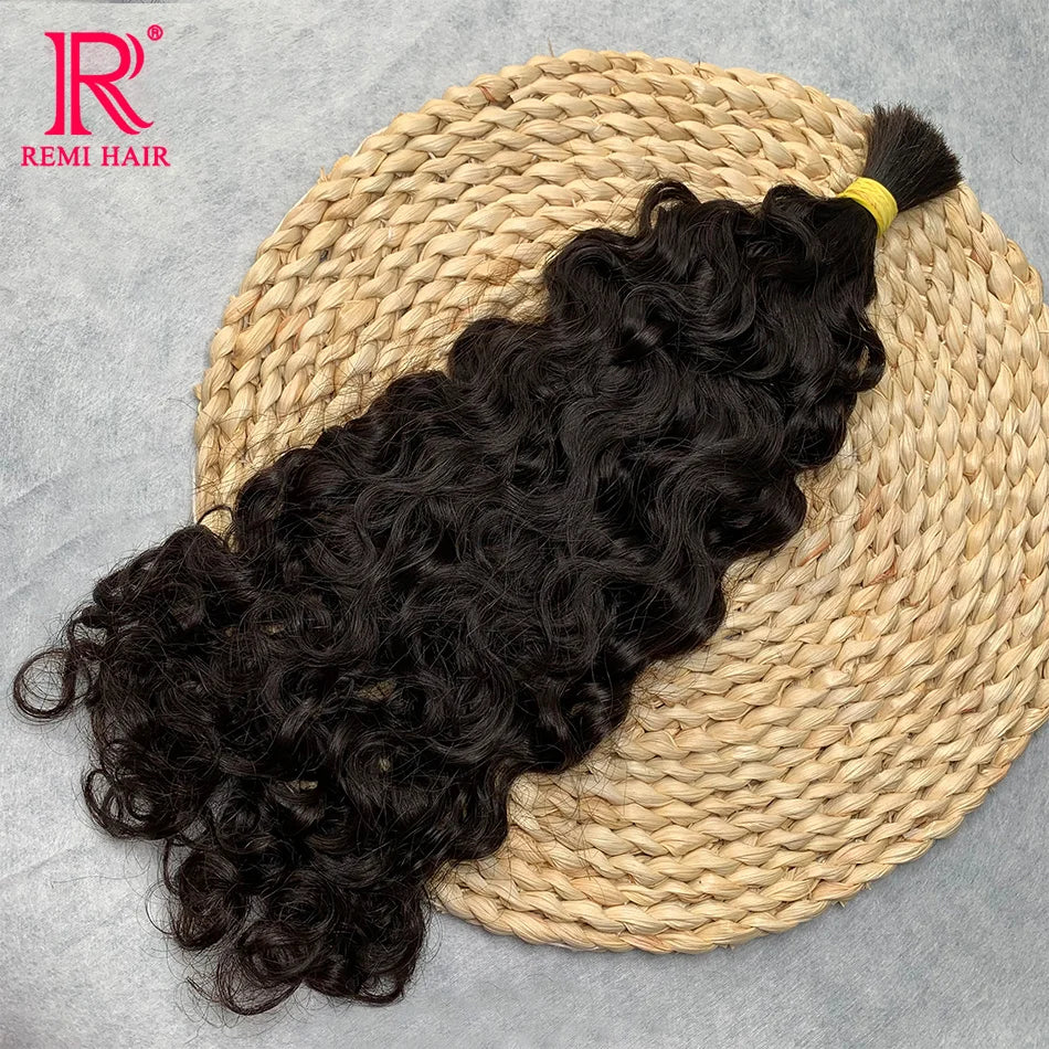 100% Real Human Hair Bulk No Weft Curly Vietnamese Human Hair Extensions Water Wave Weaving Hair for Women Hair Braiding