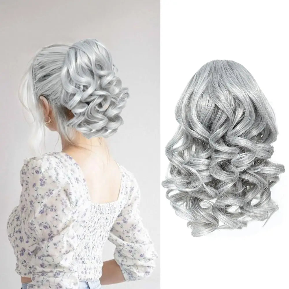 Short Curly Drawstring Ponytail Extensions Synthetic Clip In Hair Extensions Elegant For Daily Use Hair Accessories