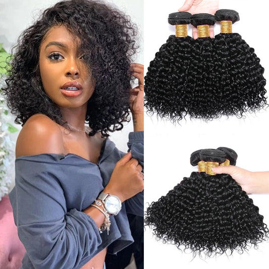 Short Cheap Afro Kinky Curly Hair 3Bundles Deal Raw Brazilian Hair 100% Virgin Human Hair Weave Extension Natural Color 100G/PCS