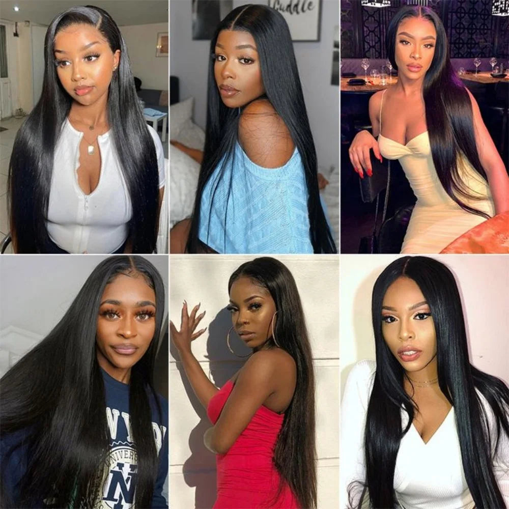 Human Hair Bundles Natural Human Hair Weave Brazilian Hair Extensions Bone Straight  26 28 30Inch 1/3/4 Bundles 50g Double Weft
