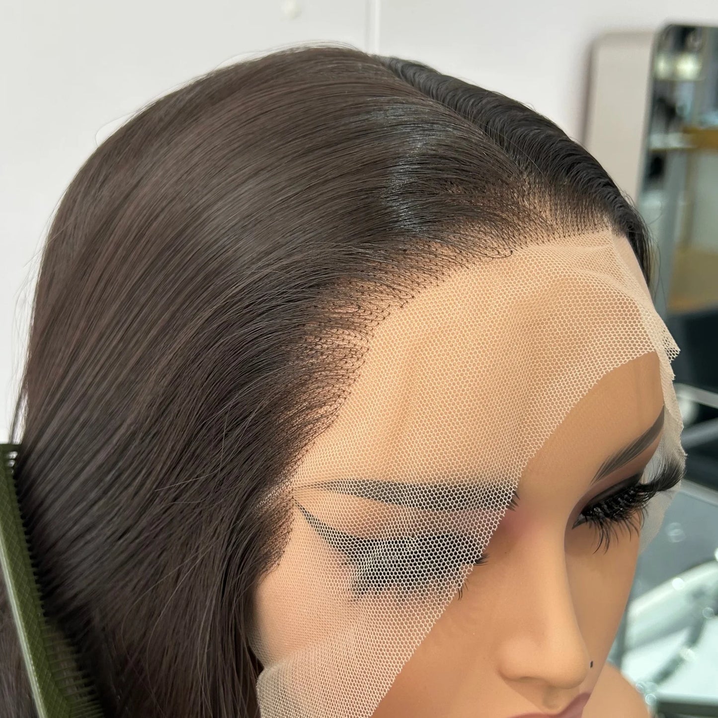 Dark Brown Long Silky Straight Synthetic Free Part Chocolate Brown Brunette Natural Heat Resistant Fiber Wigs for Women Daily