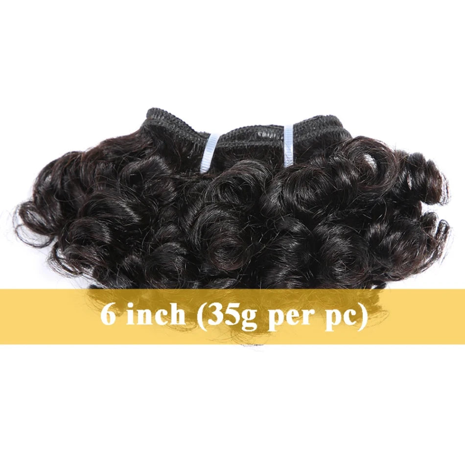 Brazilian Bouncy Curly Hair Extensions Human Hair Bundles 6inch Short Length Remy 100% Human Hair Bundles Short Curly for Women