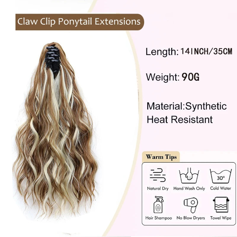 14inch Synthetic Women's Wavy Claw-Clip Ponytail Extension Easy-to-Wear Versatile Style for Instant Beauty For Women