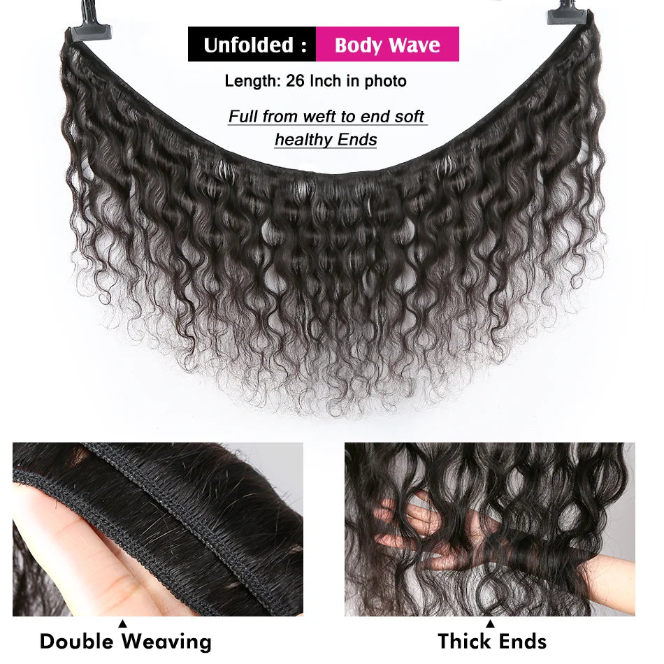 Fashow Body Wave Bundles Brazilian Hair Weave Bundles 1/3/4 PCS Human Hair Bundles Natural Black Color 12-32" Remy Hair Extensio